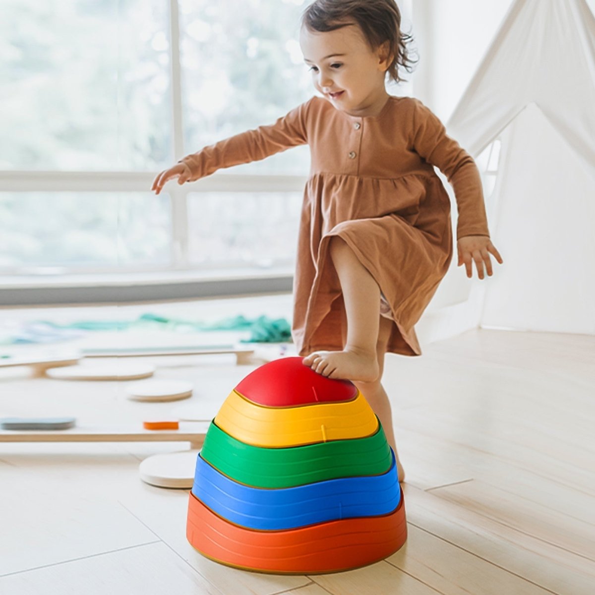 Tiny Land Children's Balance Stepping Stones - Rainbow Colors - lily & onyx