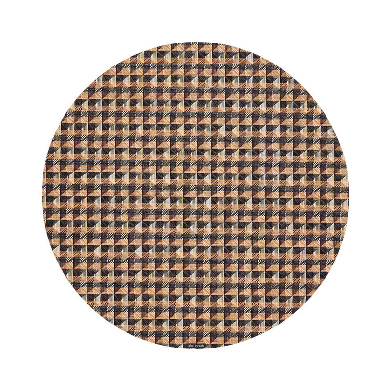 Chilewich Chilewich Crane Round Placemat | Intersecting Stripe Weave, 15"