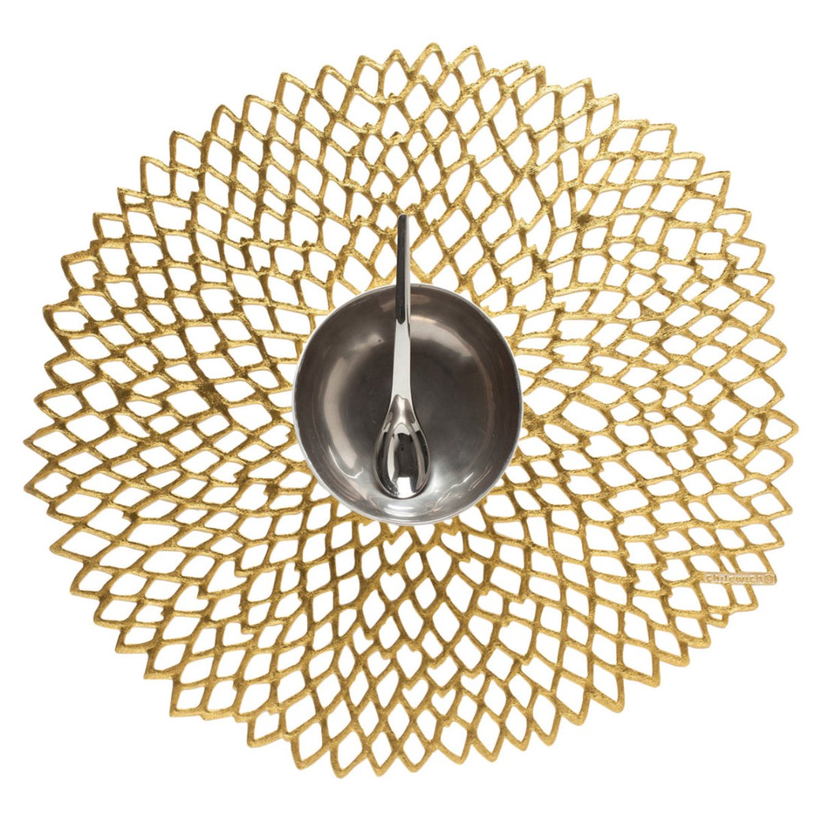 Chilewich Chilewich Pressed Dahlia Placemat | Openwork Clustered Lace Design, 15"