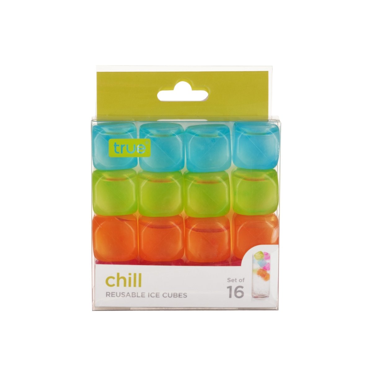 True Chill Reusable Ice Cubes in Assorted Colors, Set of 16 - lily & onyx