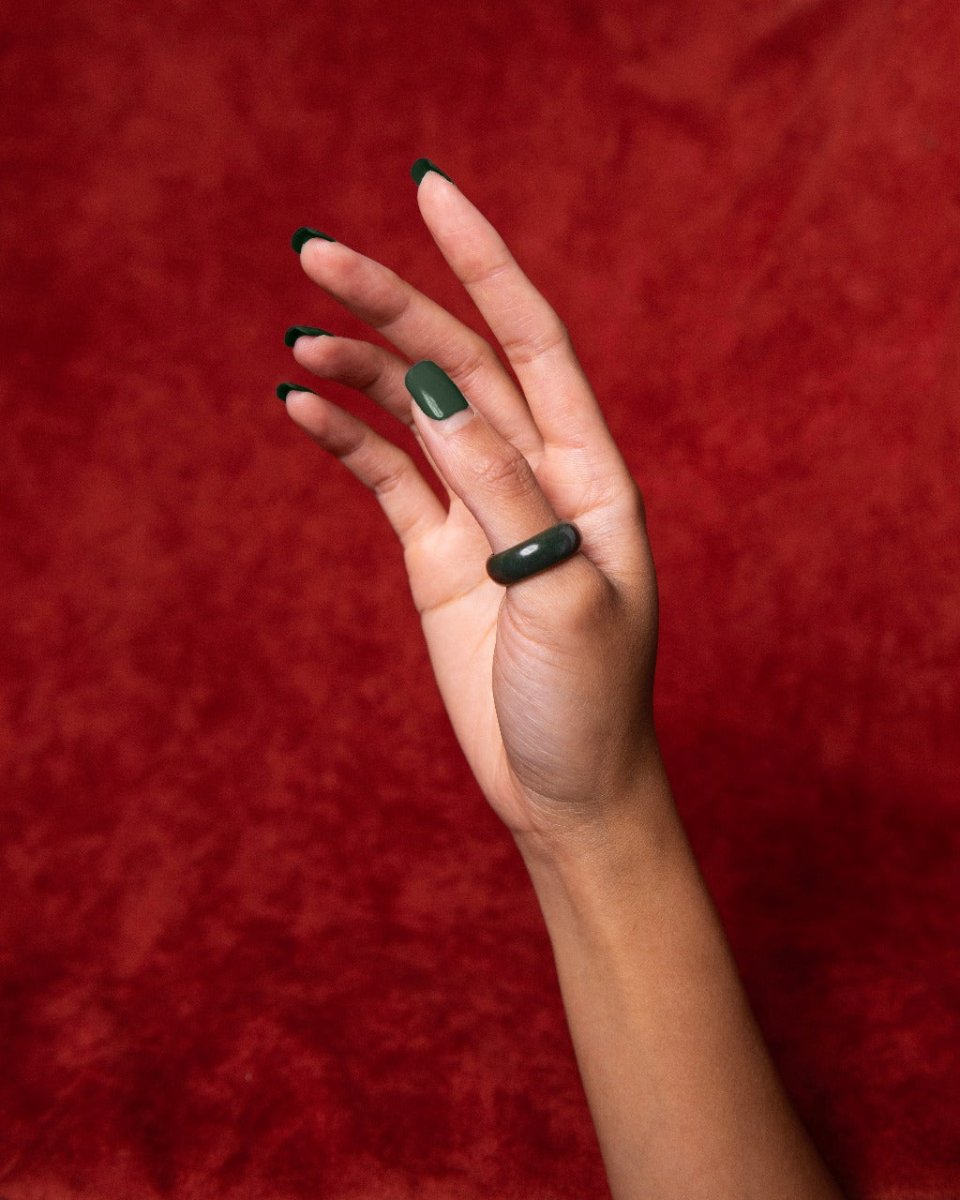 CHOP SUEY CLUB GanQing Dark Jade Ring - Authentic Natural Stone Band