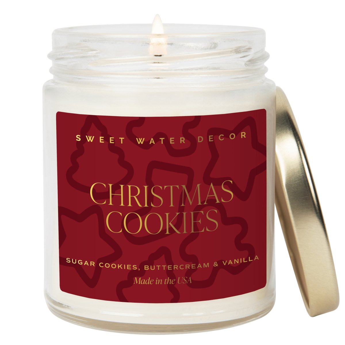 Sweet Water Decor Christmas Cookies Soy Candle | 9oz. Clear Jar (Sugar Cookies) - lily & onyx