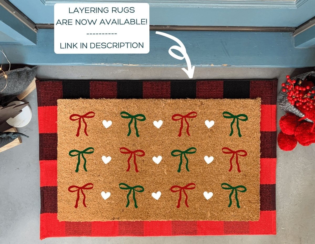 Nickel Designs Custom Doormats Christmas Ribbon Pattern Doormat