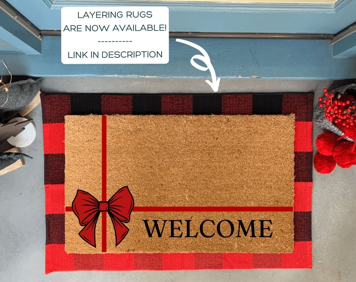 Nickel Designs Custom Doormats Christmas Ribbon Welcome Doormat