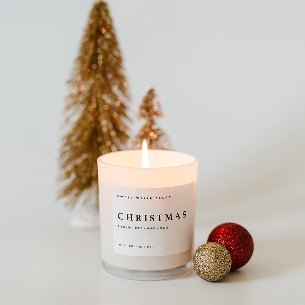 Sweet Water Decor Christmas Soy Candle - White Jar - 11 oz - lily & onyx