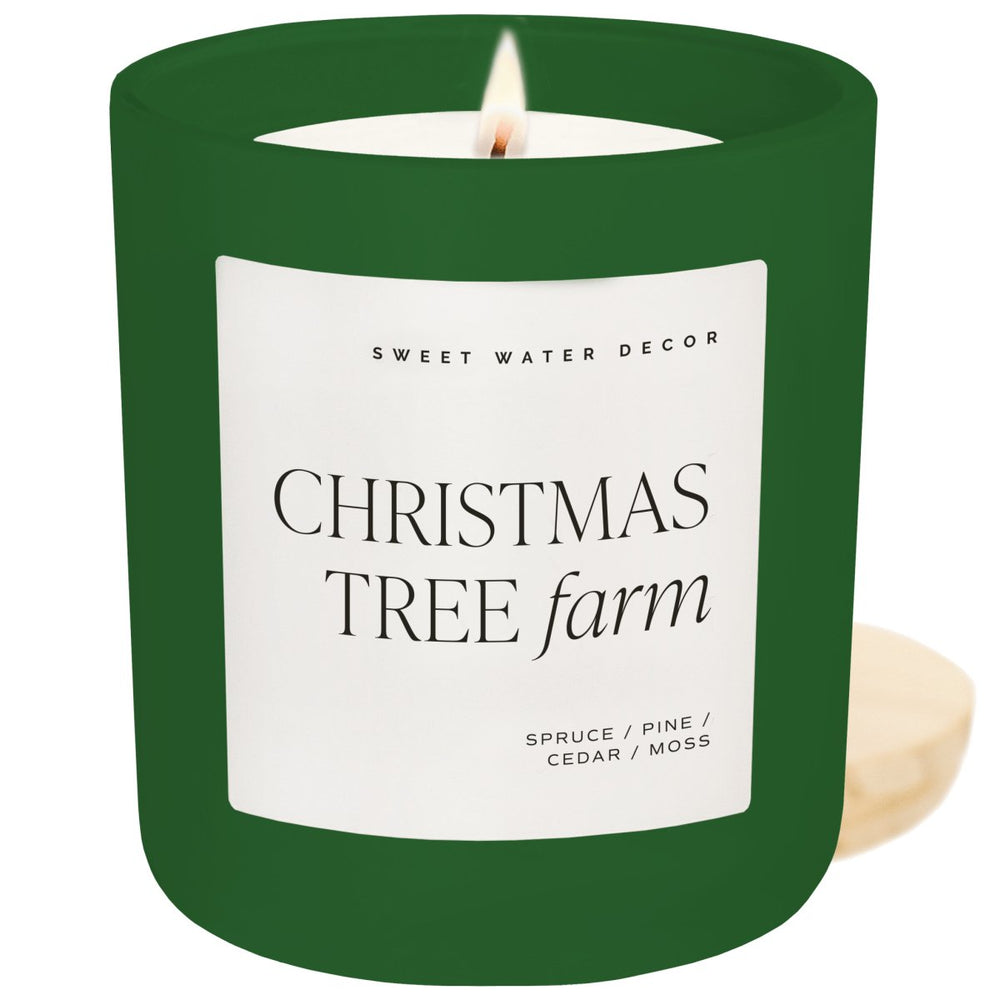 Sweet Water Decor Christmas Tree Farm Soy Candle - Green Matte Jar - 15 oz - lily & onyx