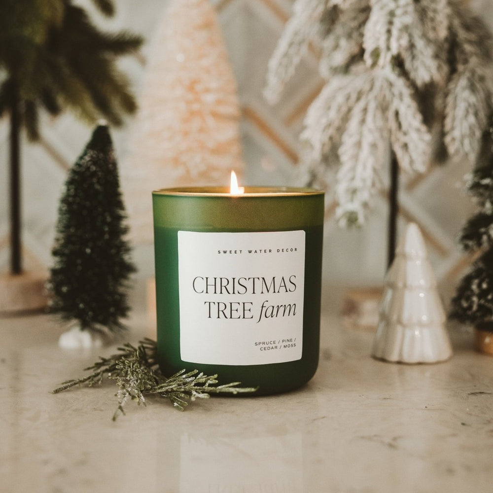 Sweet Water Decor Christmas Tree Farm Soy Candle - Green Matte Jar - 15 oz - lily & onyx