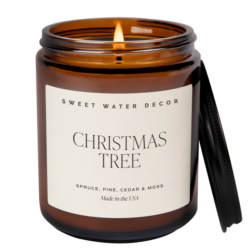 Sweet Water Decor Christmas Tree Soy Candle - Amber Jar - 9 oz - lily & onyx