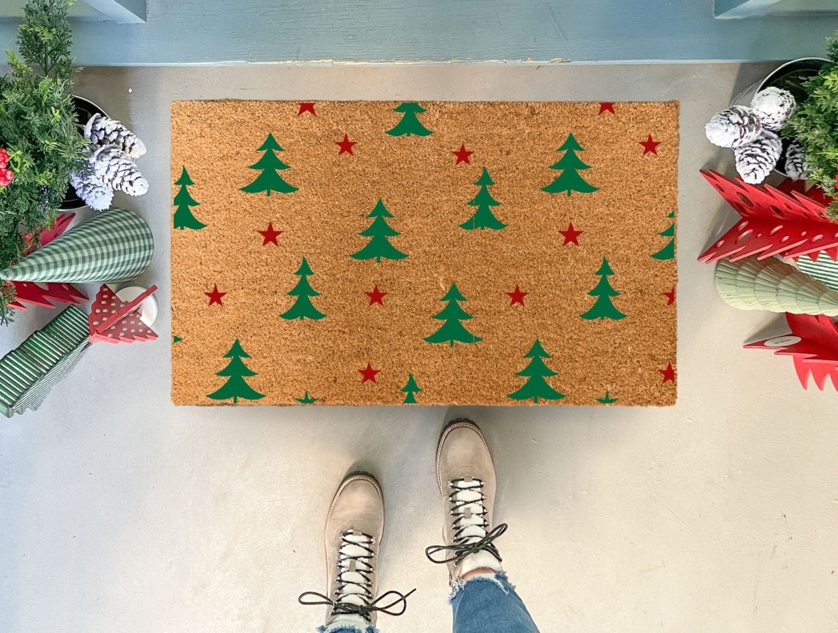 Nickel Designs Custom Doormats Christmas Trees Pattern Coir Doormat