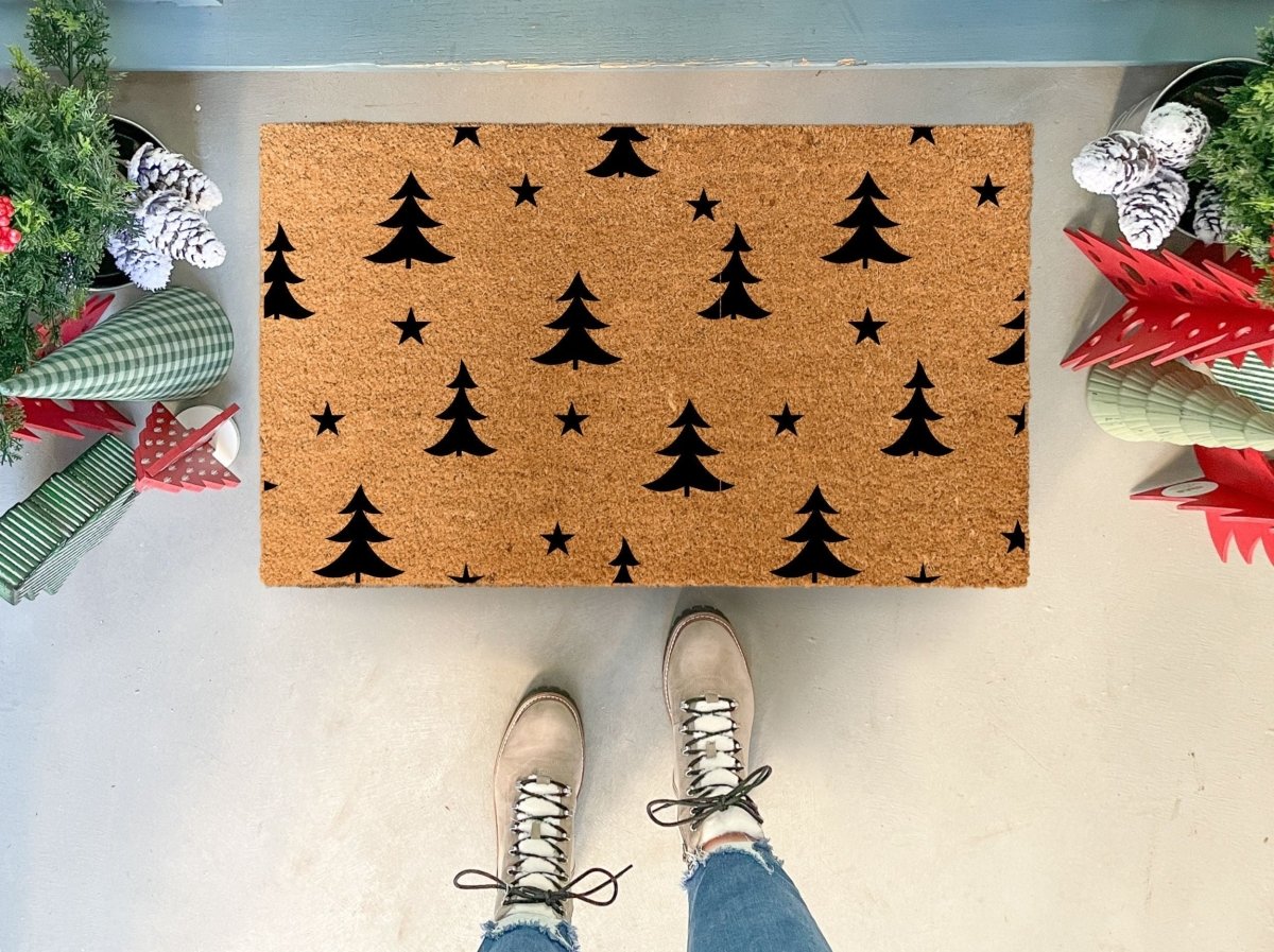 Nickel Designs Custom Doormats Christmas Trees Pattern Coir Doormat