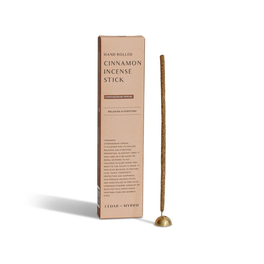 CEDAR AND MYRRH Cinnamon Hand - Rolled Incense Sticks – 7 Sticks - lily & onyx