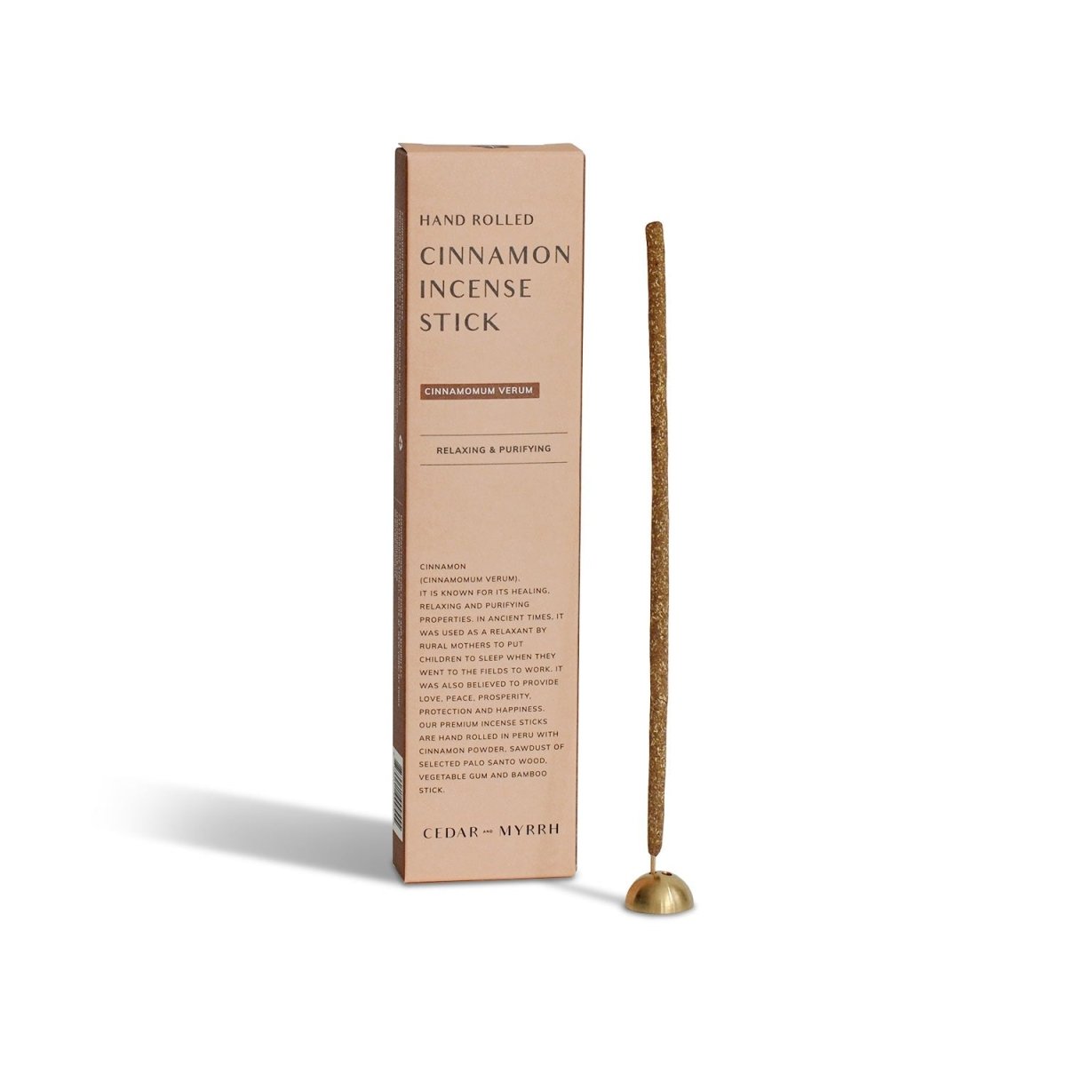 CEDAR AND MYRRH Cinnamon Hand - Rolled Incense Sticks – 7 Sticks - lily & onyx