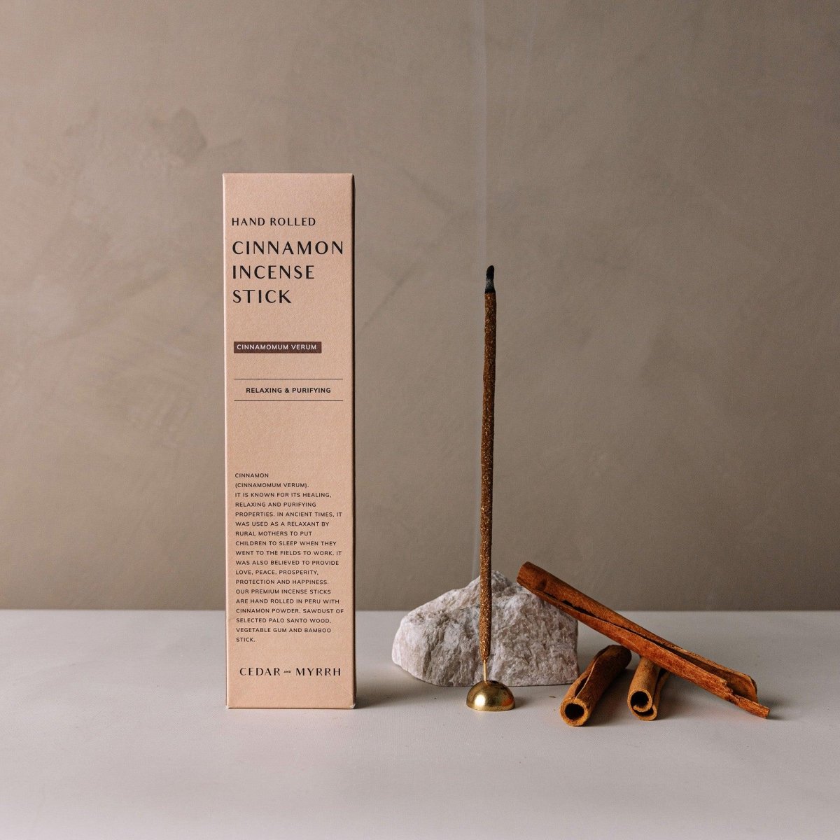 CEDAR AND MYRRH Cinnamon Hand - Rolled Incense Sticks – 7 Sticks - lily & onyx