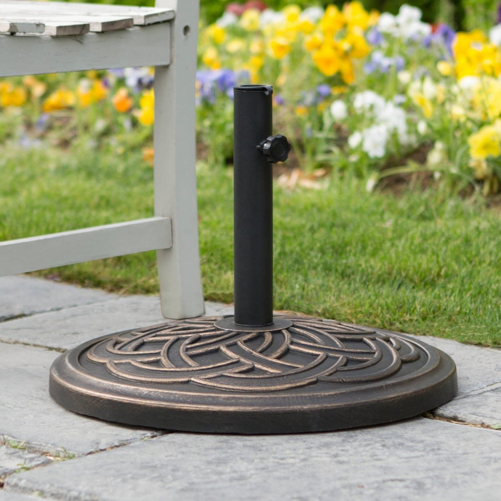 Walker Edison Circle Weave Round Outdoor Patio Umbrella Base - lily & onyx