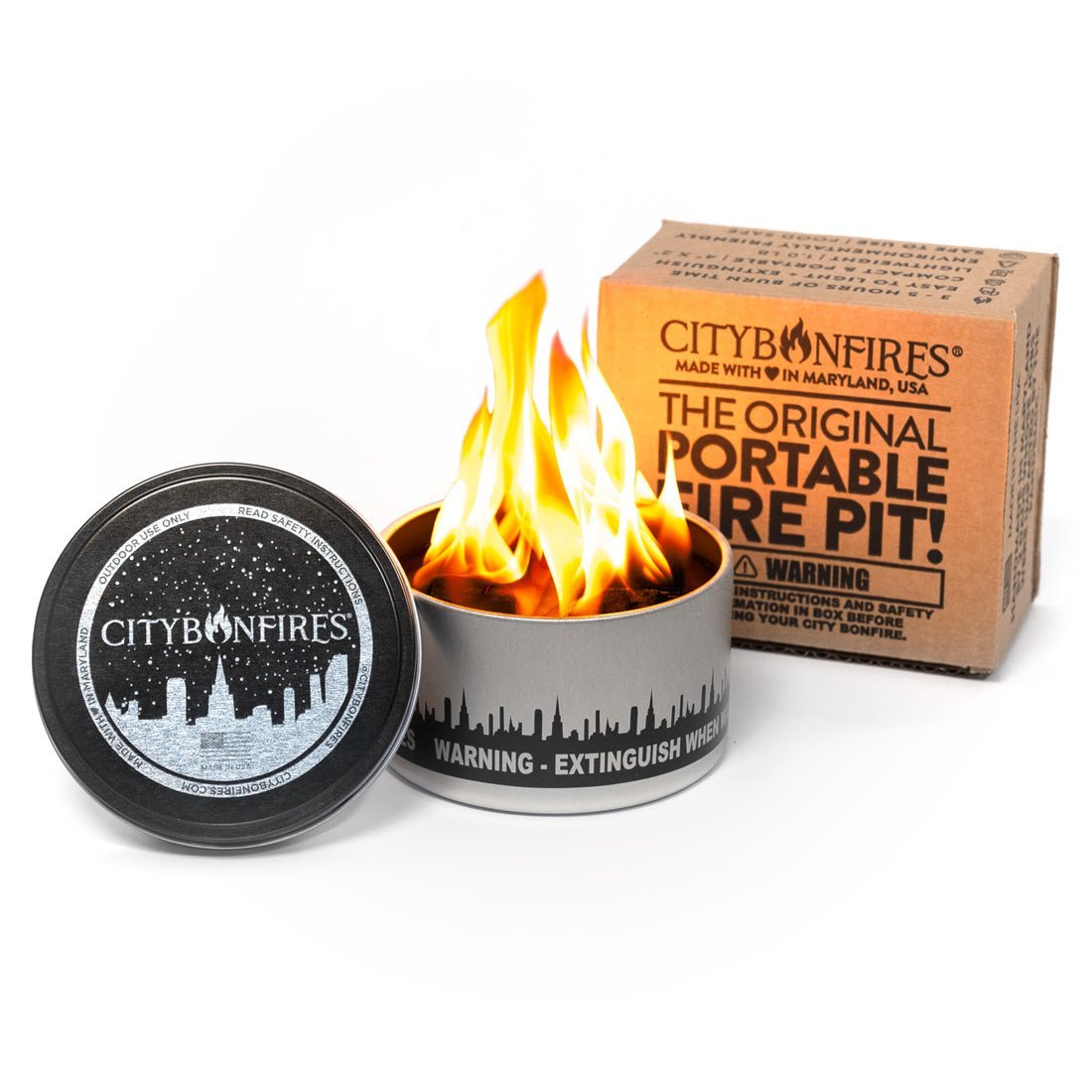 City Bonfires City Bonfire Portable Campfire | Smoke - Free Soy Wax Fire Pit Tin