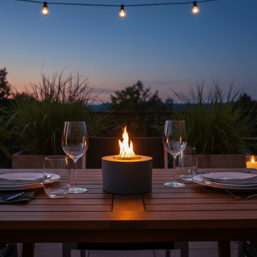 City Bonfires Classic Cylinder Concrete Fire Pit | Tabletop Outdoor Fire Pit
