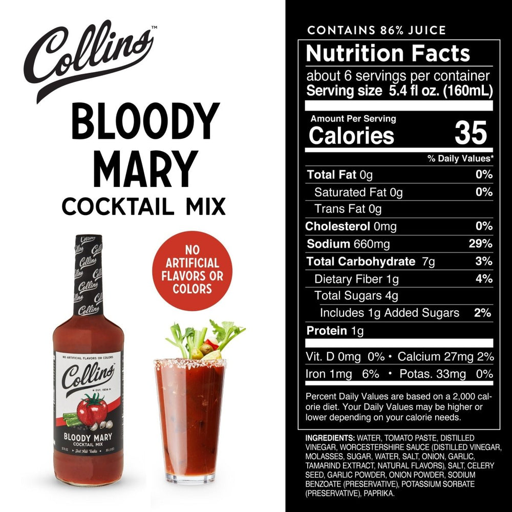 
                      
                        Collins Classic Bloody Mary Cocktail Mix, 32 oz - Set of 6 - lily & onyx
                      
                    