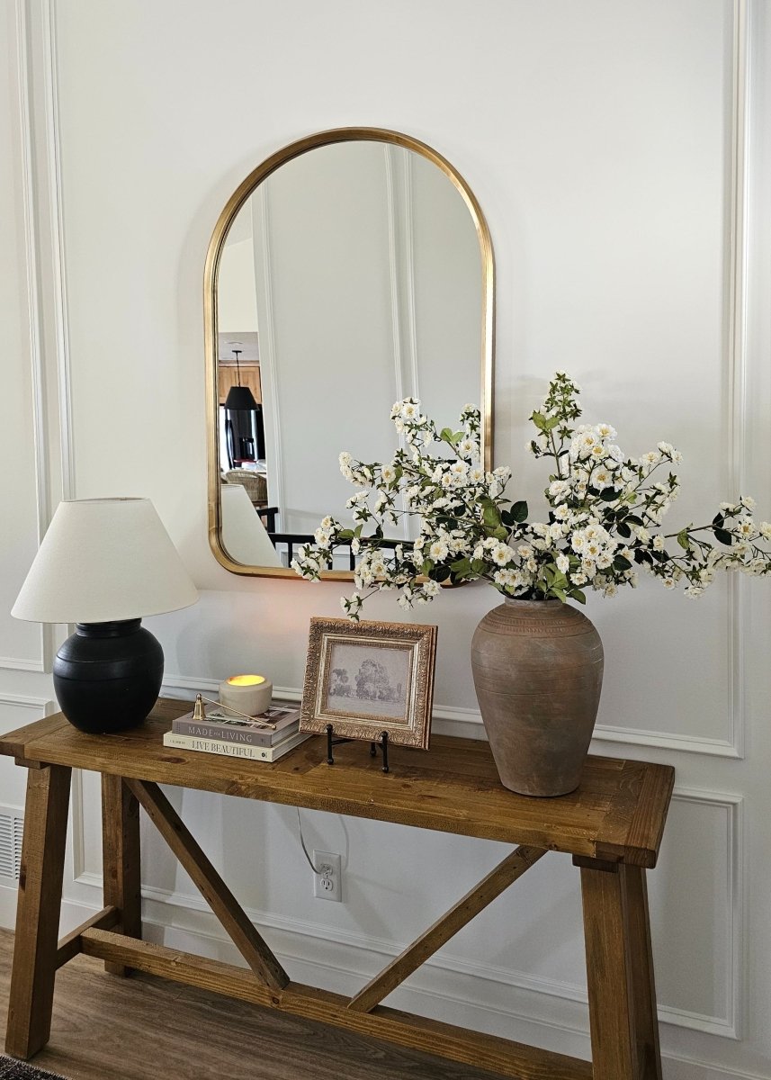 Afloral Climbing Fake Roses Branch in Cream White - 33" - lily & onyx