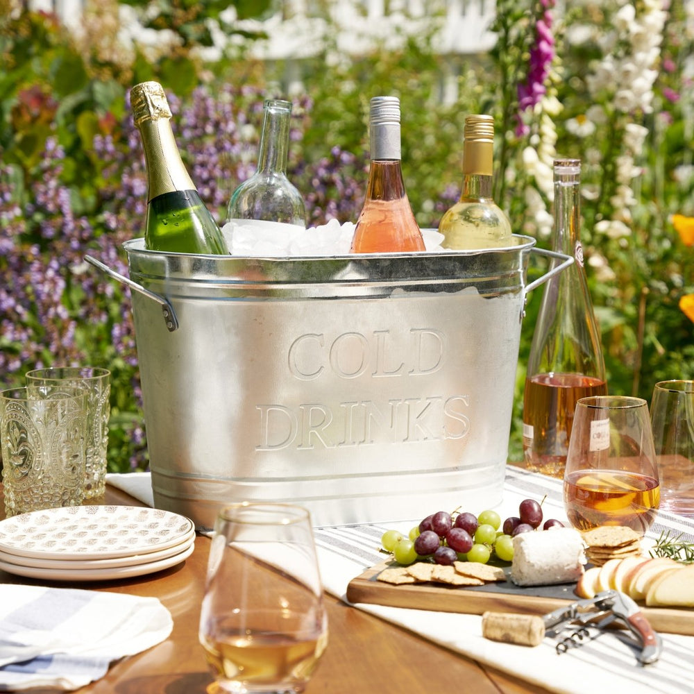 Twine Living Cold Drinks Galvanized Metal Tub - lily & onyx