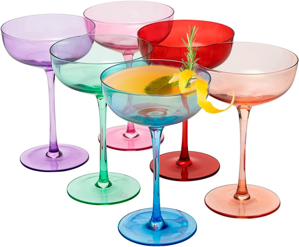 
                      
                        The Wine Savant Colored 7oz Mouth - Blown Coupe Glasses, Set of 6 - lily & onyx
                      
                    