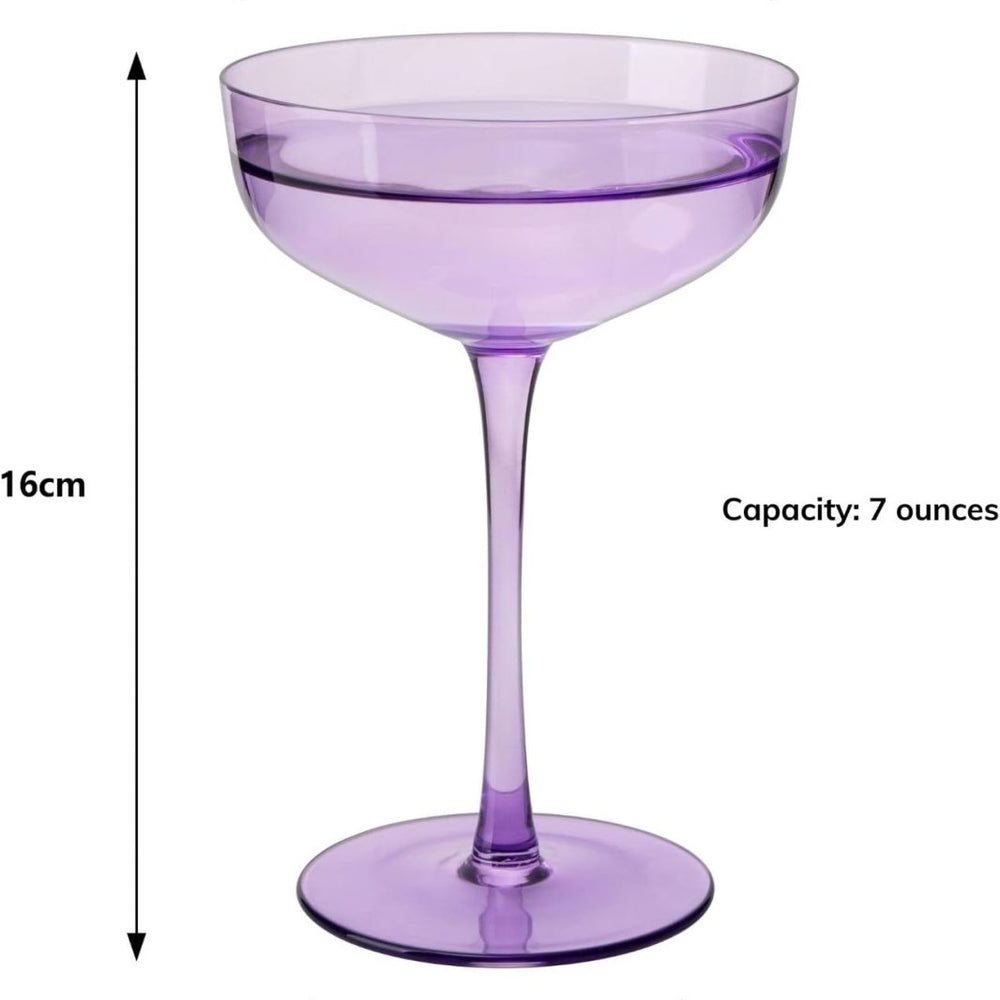 
                      
                        The Wine Savant Colored 7oz Mouth - Blown Coupe Glasses, Set of 6 - lily & onyx
                      
                    