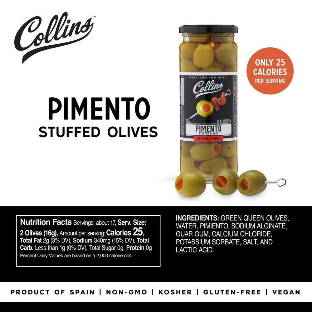 
                      
                        Collins Colossal Martini Pimento Olives, 10 oz - lily & onyx
                      
                    