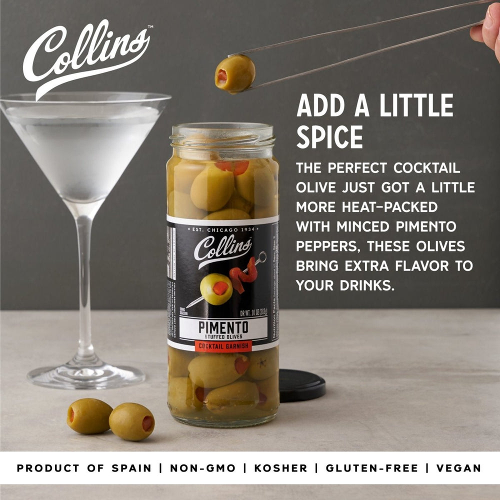 
                      
                        Collins Colossal Martini Pimento Olives, 10 oz - lily & onyx
                      
                    