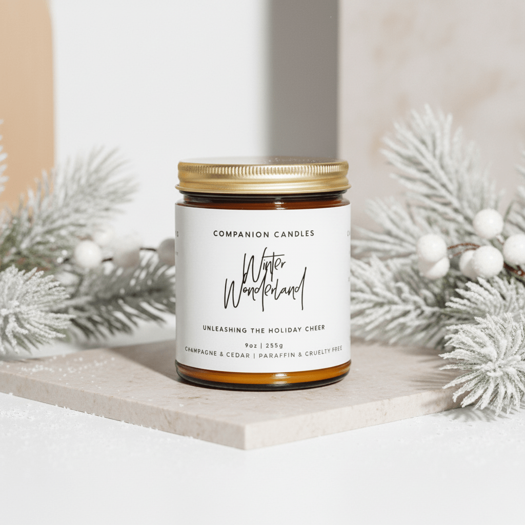 Companion Candles Winter Wonderland Candle - Champagne & Cedar Soy Candle