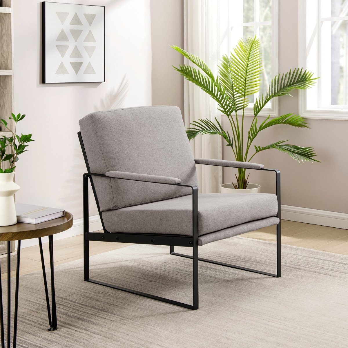 Walker Edison Contemporary Square Metal Frame Accent Chair - lily & onyx