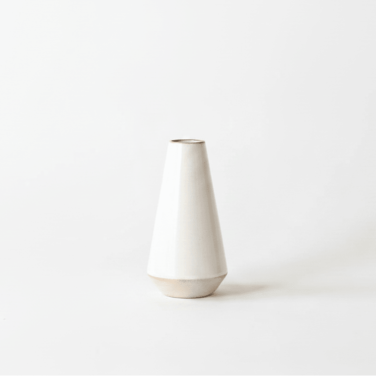 CONVIVIAL Handmade Ivory Bud Vase, 7 Inch | Sand Stoneware Flower Vase