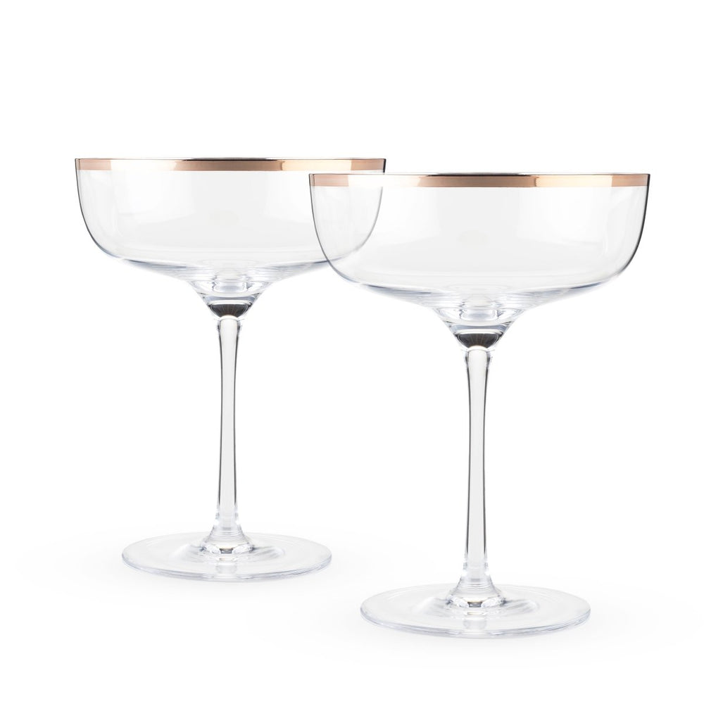 Twine Living Copper Rim Crystal Coupe Set - lily & onyx