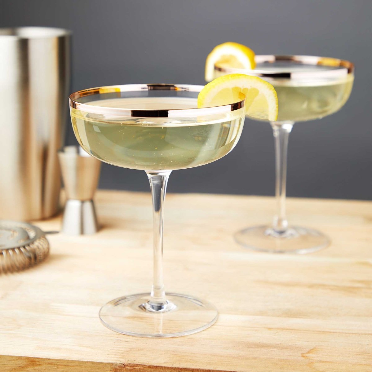 Twine Living Copper Rim Crystal Coupe Set - lily & onyx