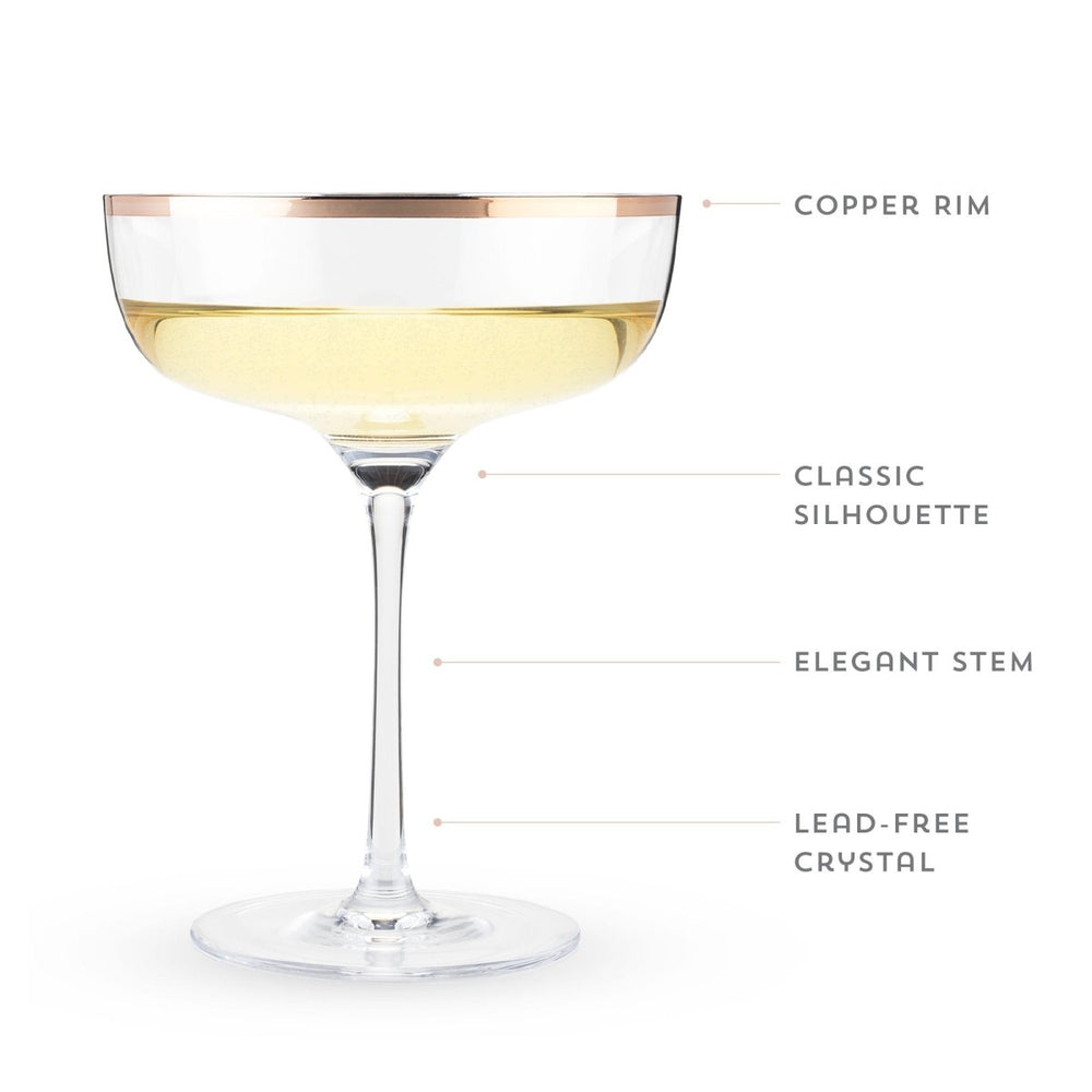 
                      
                        Twine Living Copper Rim Crystal Coupe Set - lily & onyx
                      
                    