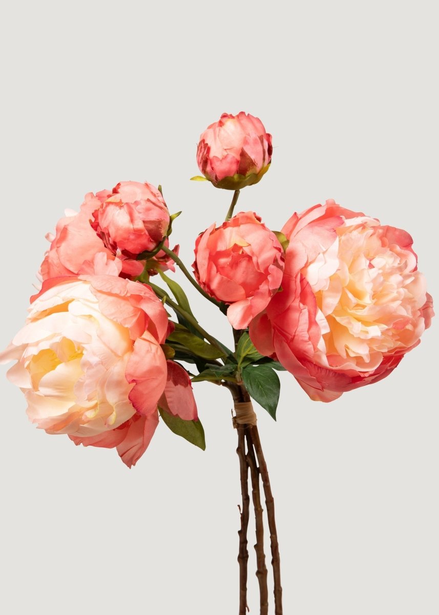 Afloral Coral Faux Peony Flower Bundle - 21