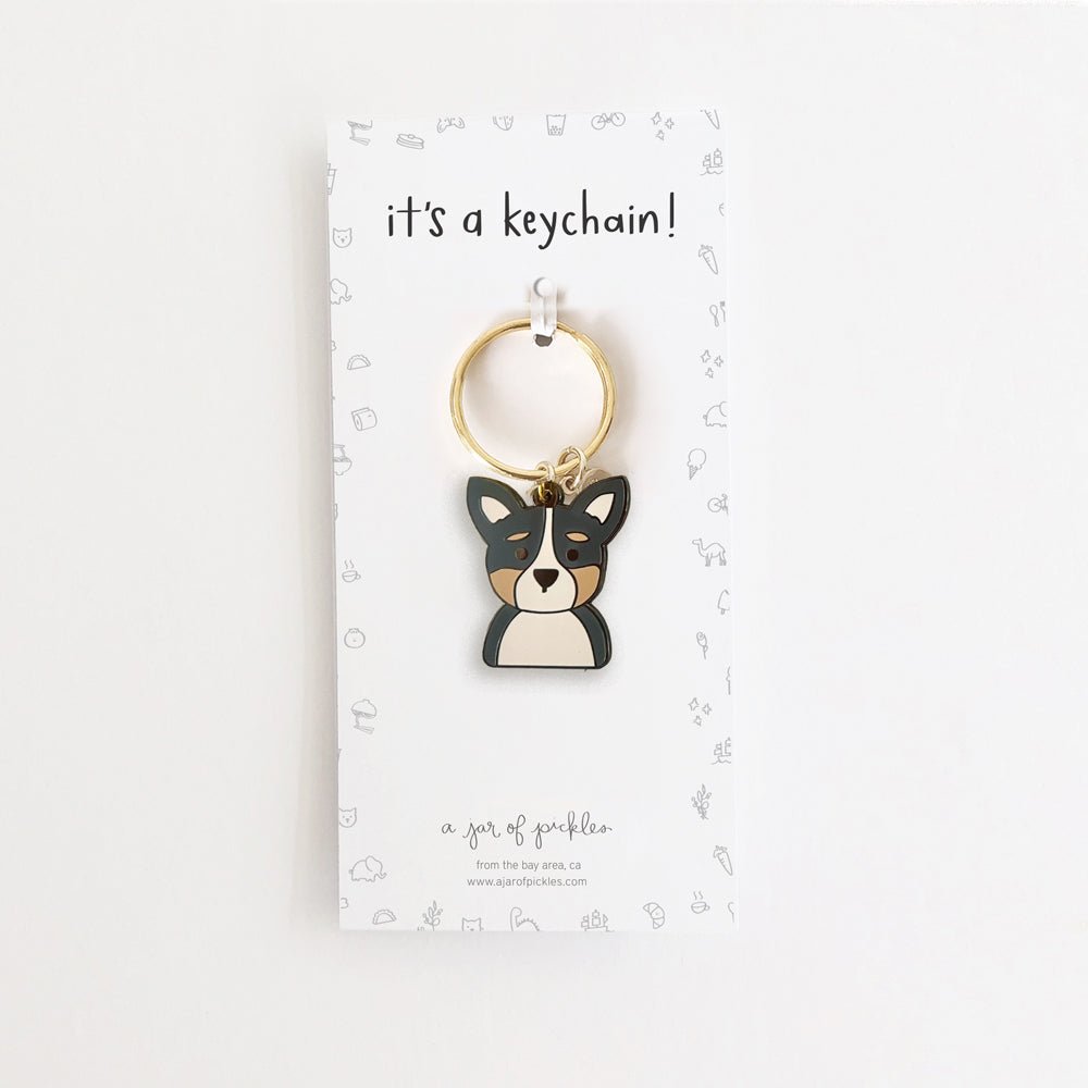A Jar of Pickles Corgi Dog Enamel Keychain - lily & onyx