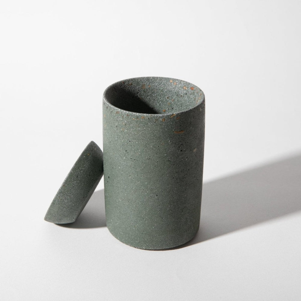 Pretti.Cool Cotton Swab Holder | Dark Green Terrazzo - lily & onyx