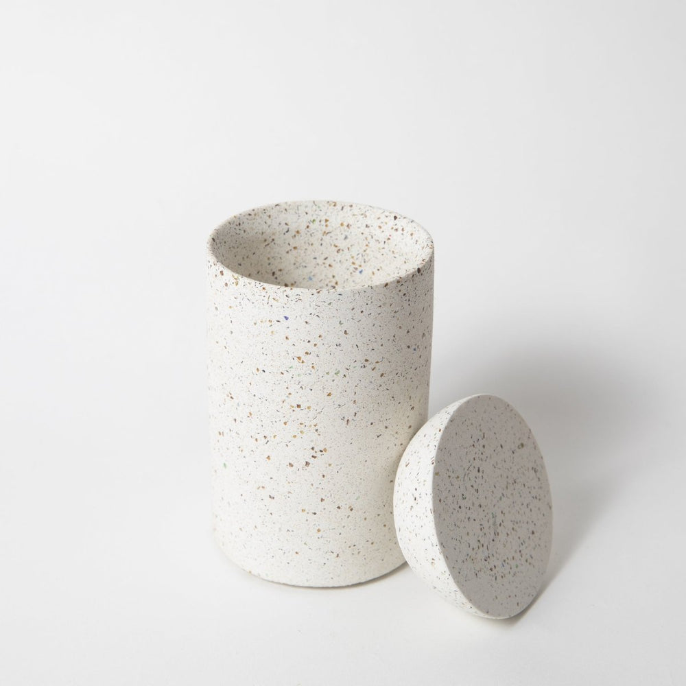 Pretti.Cool Cotton Swab Holder | White Terrazzo - lily & onyx