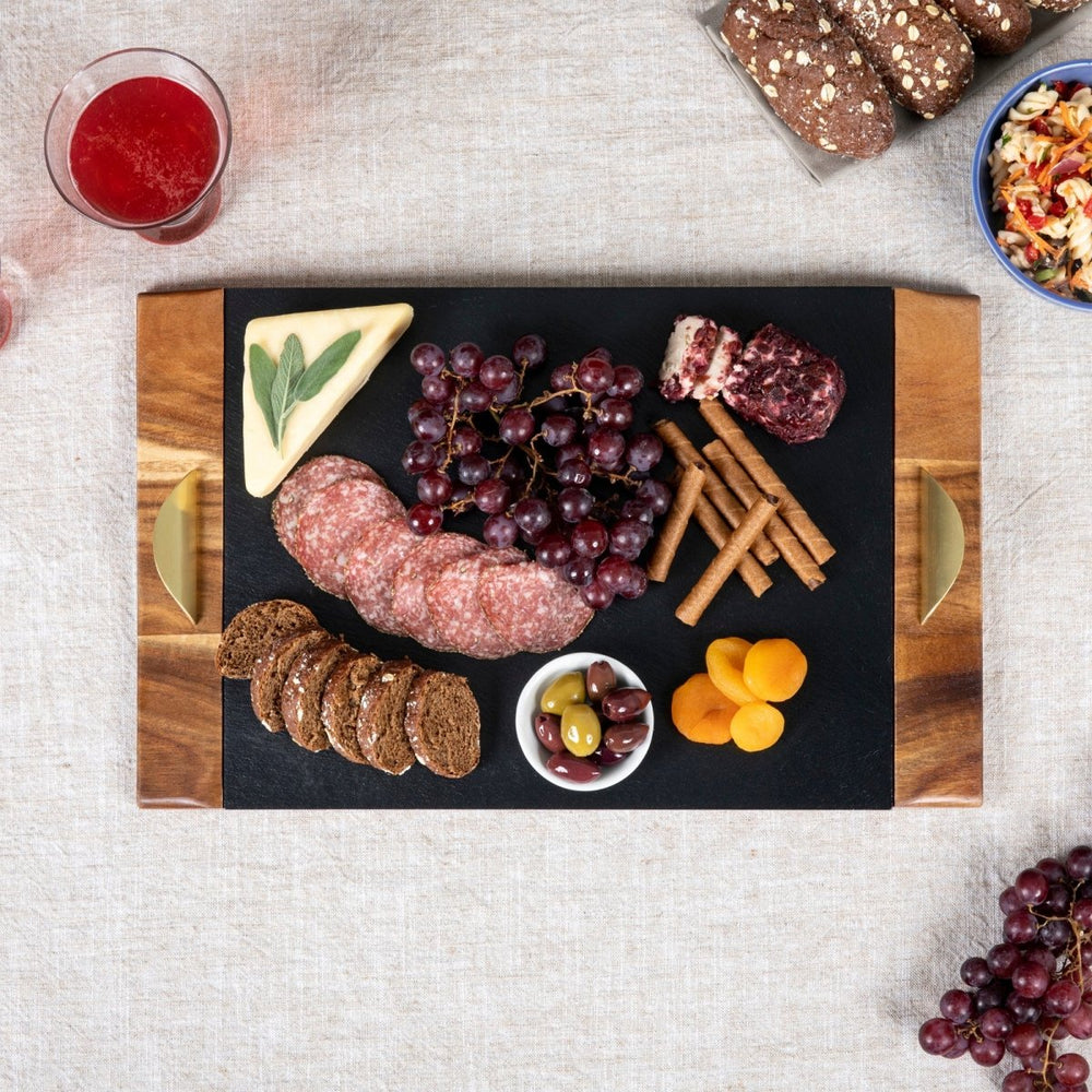 Picnic Time Family of Brands Covina Acacia and Slate Serving Tray - lily & onyx