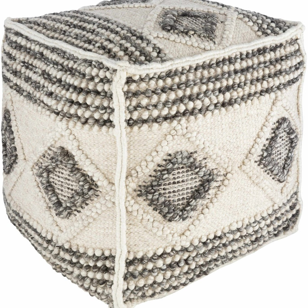 Boutique Rugs Cowanesque Beige Diamond - Patterned Square Pouf - lily & onyx