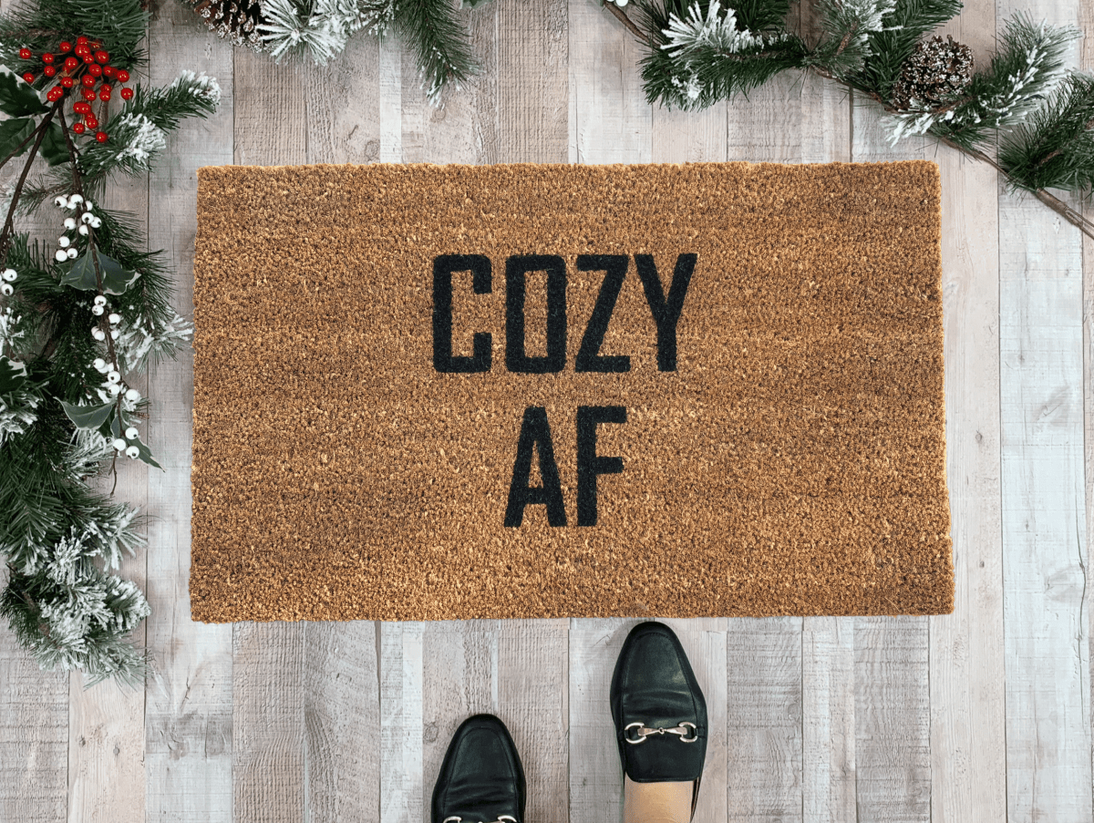 Nickel Designs Custom Doormats COZY AF Funny Christmas Doormat
