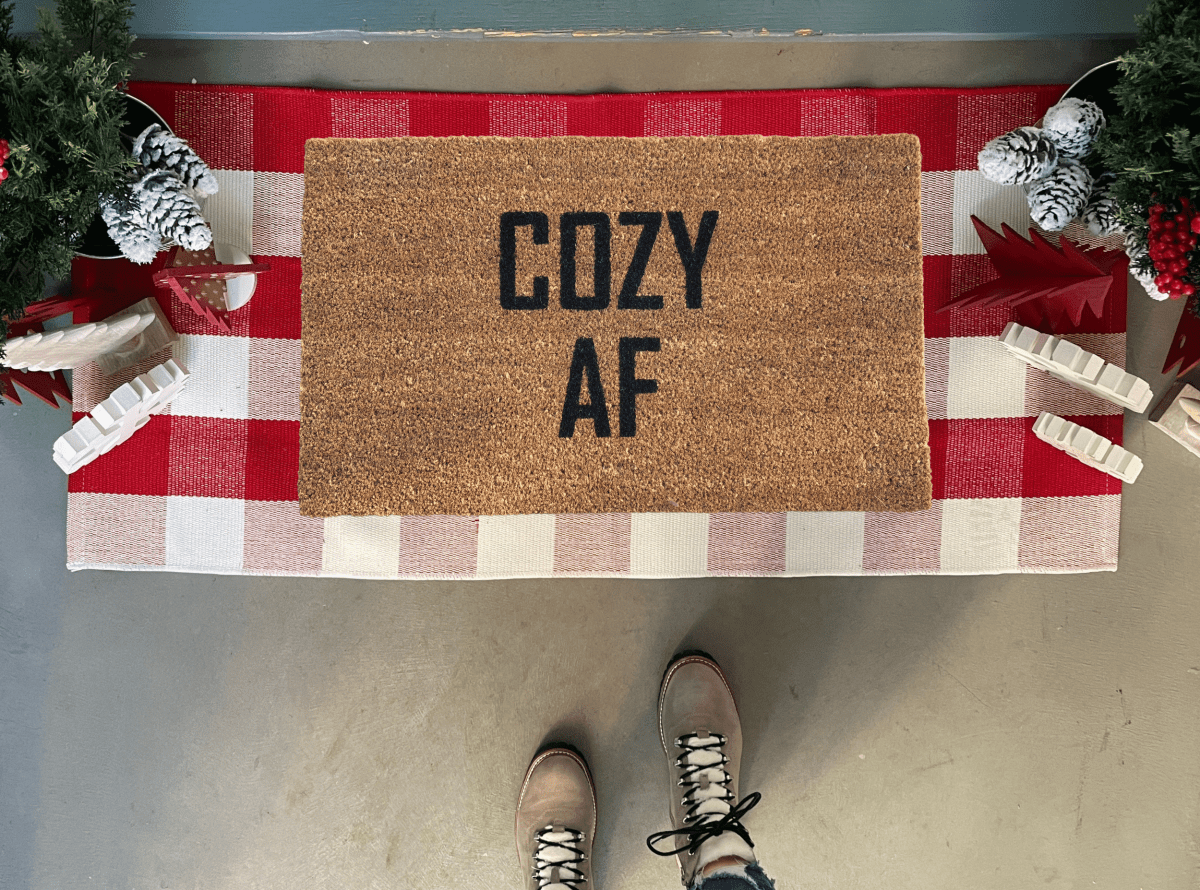 Nickel Designs Custom Doormats COZY AF Funny Christmas Doormat