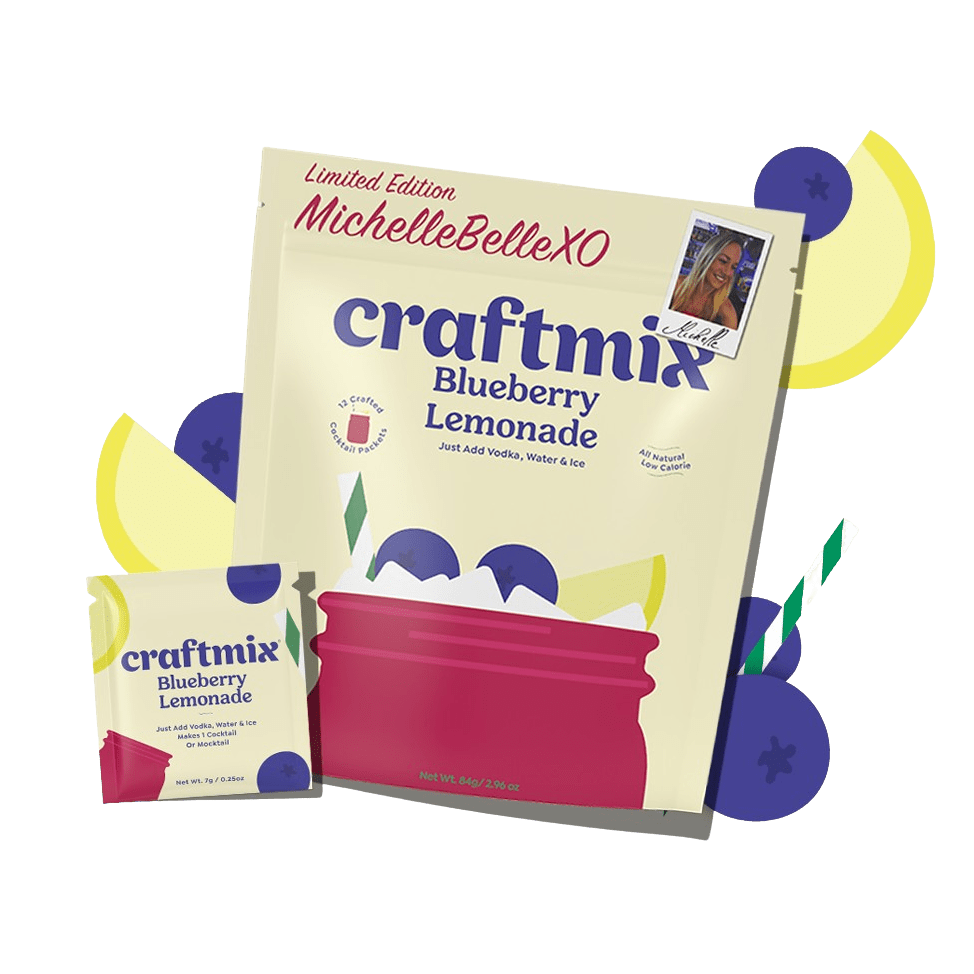 Craftmix Blueberry Lemonade Cocktail Mixer - Single - Serve Drink Mix Packets - 12 Pack