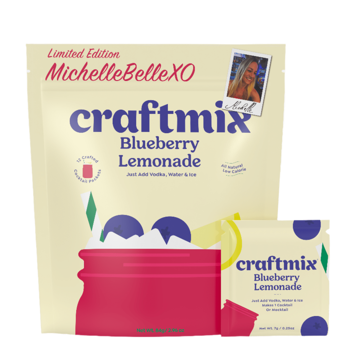 Craftmix Blueberry Lemonade Cocktail Mixer - Single - Serve Drink Mix Packets - 12 Pack