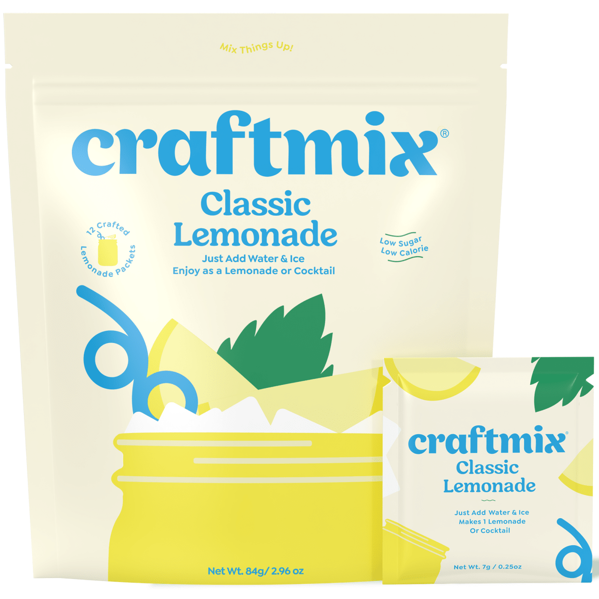 Craftmix Classic Lemonade Cocktail Mixer - Single - Serve Drink Mix Packets - 12 Pack