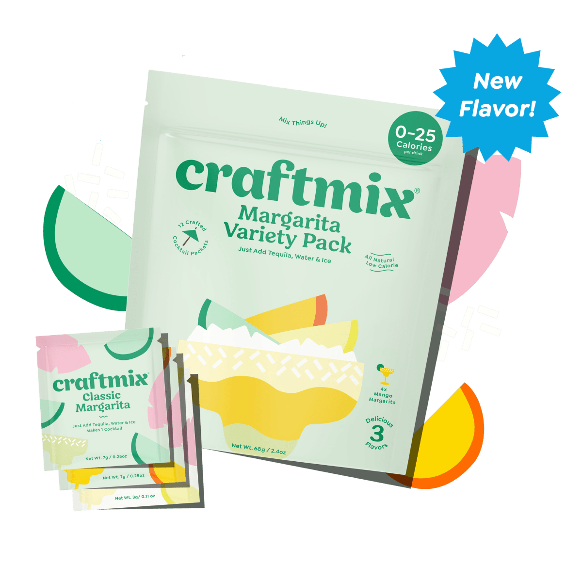 Craftmix Margarita Variety Pack Cocktail Mixer - Single - Serve Drink Mix Packets - 24 Pack
