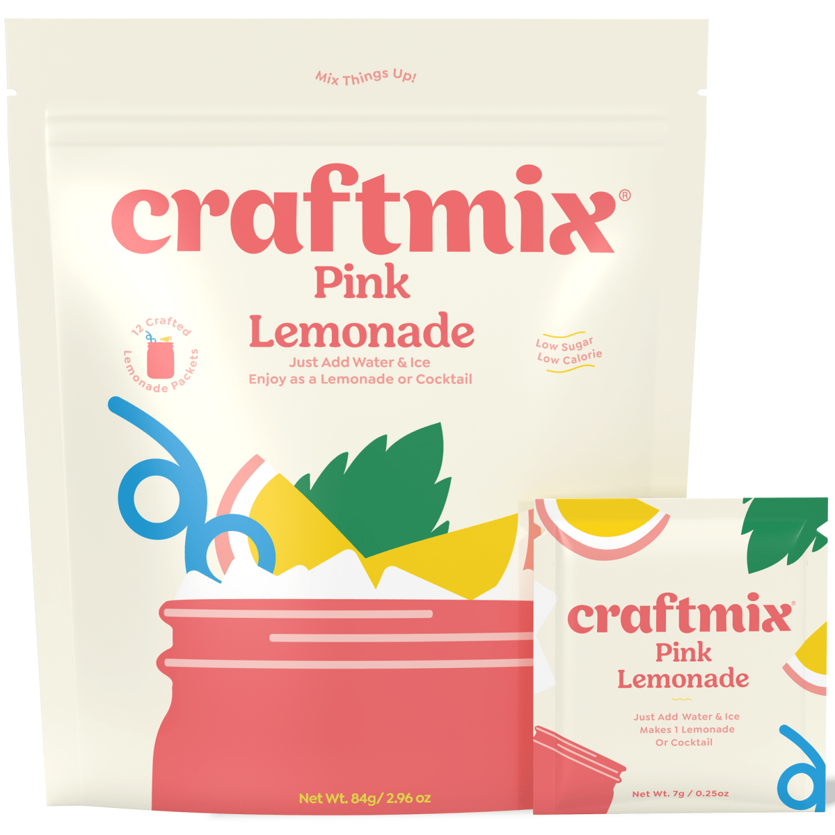 Craftmix Pink Lemonade Cocktail Mixer - Single - Serve Drink Mix Packets - 36 Pack