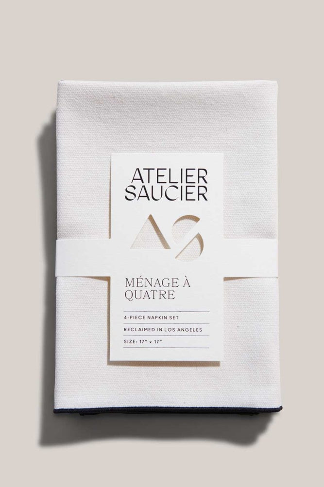 
                      
                        ATELIER SAUCIER Cream Burlap Noir Napkins | Set of 4 - lily & onyx
                      
                    