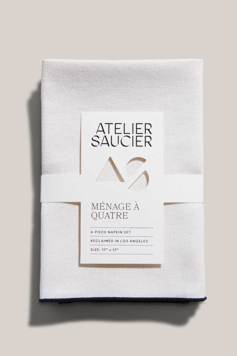 ATELIER SAUCIER Cream Burlap Noir Napkins | Set of 4 - lily & onyx