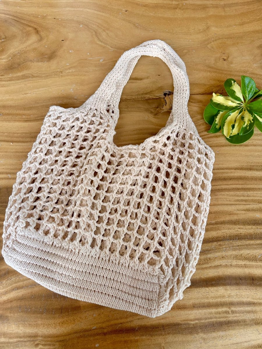 Busa Designs Cream Knitted Beach Bag - lily & onyx