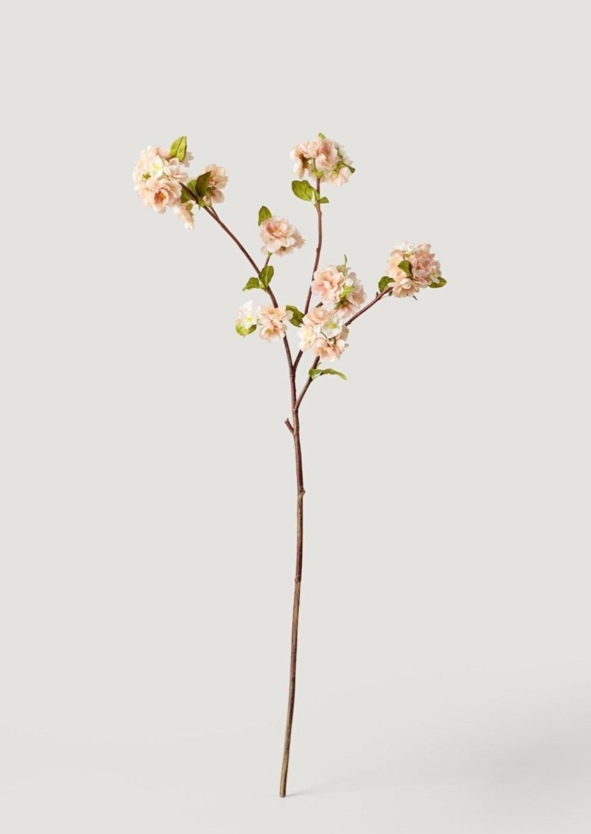 Afloral Cream Linen Faux Peach Blossom Branch, 41" - lily & onyx